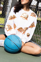 Load image into Gallery viewer, Basketball sequin embroidered overfit long sleeve sweatshirt