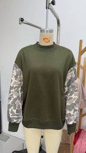 Load image into Gallery viewer, Camo Color Block Mock Neck Fleece Sweatshirt