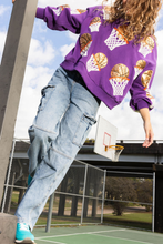 Load image into Gallery viewer, Basketball sequin embroidered overfit long sleeve sweatshirt