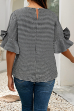 Load image into Gallery viewer, LDC Plus Size Plaid Bow Decor Bell Sleeve Round Neck Jumper