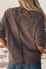 Load image into Gallery viewer, LDC Mineral Wash Exposed Seam Leopard Star Patched T Shirt