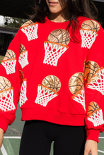 Load image into Gallery viewer, Basketball sequin embroidered overfit long sleeve sweatshirt