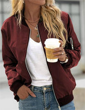 Load image into Gallery viewer, Stylish thin solid crop bomber jacket