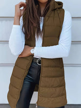 Load image into Gallery viewer, Solid color hooded zip-up cotton vest_CWOCASL00104