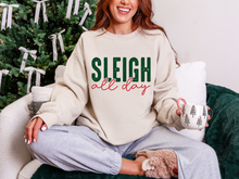 Load image into Gallery viewer, Sleigh All Day Green & Red Graphic Tee and Sweatshirt