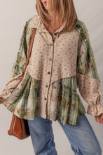 Load image into Gallery viewer, LDC Boho Floral Plaid Patchwork Distressed Shacket