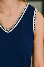 Load image into Gallery viewer, Airloom Trim Detail Mini Tank Dress in Navy