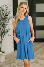 Load image into Gallery viewer, Airloom Trim Detail Mini Tank Dress in Ocean Blue