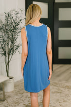 Load image into Gallery viewer, Airloom Trim Detail Mini Tank Dress in Ocean Blue