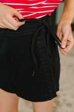 Load image into Gallery viewer, Bentli High Rise Side Tie Denim Skort in Black