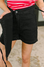 Load image into Gallery viewer, Bentli High Rise Side Tie Denim Skort in Black