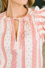 Load image into Gallery viewer, Busy Woman Split Neck Puff Sleeve Blouse