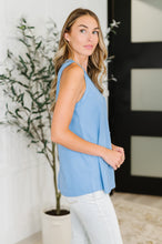 Load image into Gallery viewer, Buttoned Up Buttercup Sleeveless Top in Ocean Blue