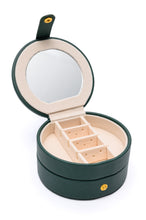 Load image into Gallery viewer, Circular Travel Jewelry Case in Green