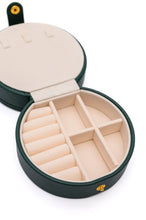 Load image into Gallery viewer, Circular Travel Jewelry Case in Green