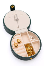 Load image into Gallery viewer, Circular Travel Jewelry Case in Green