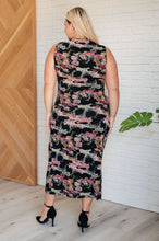 Load image into Gallery viewer, Classy Rock N' Roll Mock Neck Sleeveless Dress in Black Multi