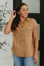 Load image into Gallery viewer, Cloud Nine to Five Button Down Blouse in Deep Camel