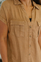 Load image into Gallery viewer, Cloud Nine to Five Button Down Blouse in Deep Camel
