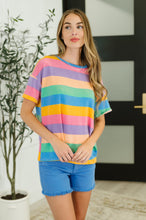 Load image into Gallery viewer, Color Theory Drop Shoulder Top in Blue, Yellow and Pink