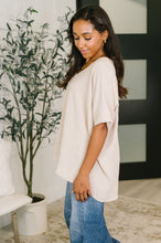 Load image into Gallery viewer, Counter Part Crinkle Woven V-Neck Top in Sand Beige