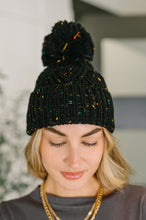 Load image into Gallery viewer, Cover Your Ears Pom Pom Beanie in Black