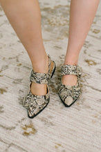 Load image into Gallery viewer, Crazy Train Buckle Pointy Toe Flats in Snakeskin