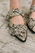 Load image into Gallery viewer, Crazy Train Buckle Pointy Toe Flats in Snakeskin
