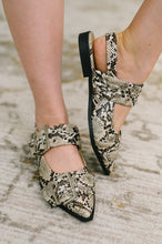 Load image into Gallery viewer, Crazy Train Buckle Pointy Toe Flats in Snakeskin