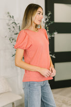 Load image into Gallery viewer, Grace & Virtue Balloon Sleeve Blouse in Coral