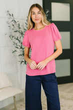 Load image into Gallery viewer, Grace & Virtue Balloon Sleeve Blouse in Fuchsia