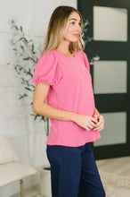Load image into Gallery viewer, Grace & Virtue Balloon Sleeve Blouse in Fuchsia