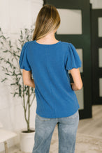 Load image into Gallery viewer, Grace & Virtue Balloon Sleeve Blouse in Ocean Blue