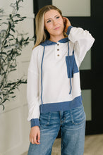 Load image into Gallery viewer, Here for Now Color Block Hoodie in Blue
