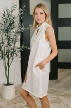 Load image into Gallery viewer, High Tide High Neck Embossed Sleeveless Dress in Off White