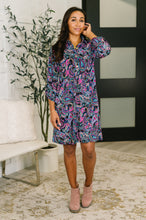 Load image into Gallery viewer, Inspire Collared Dress in Black and Cool Paisley