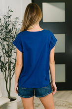 Load image into Gallery viewer, It Starts Here Basic Rolled Sleeve Tee in Lt Navy