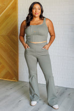 Load image into Gallery viewer, It's All About the Balance Twill Square Neck Crop Top in Dusty Olive