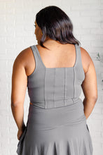 Load image into Gallery viewer, It's All About the Balance Twill Square Neck Crop Top in Titanium