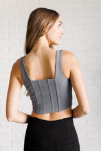 Load image into Gallery viewer, It's All About the Balance Twill Square Neck Crop Top in Titanium