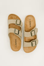 Load image into Gallery viewer, Jete Nubuck Double Buckle Slides in Light Taupe