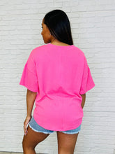 Load image into Gallery viewer, Just a Casual Girly V-Neck Basic Tee in Pink Paradise