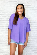 Load image into Gallery viewer, Just a Casual Girly V-Neck Basic Tee in Tropical Violet