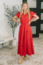 Load image into Gallery viewer, Keep You Coming Balloon Sleeve Tiered Dress in Red