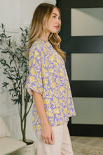 Load image into Gallery viewer, Lizzy Breeze Top in Purple and Yellow Floral