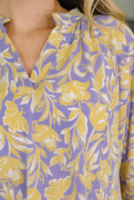 Load image into Gallery viewer, Lizzy Breeze Top in Purple and Yellow Floral
