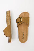 Load image into Gallery viewer, Lizzy Slip On Buckle Strap Sandal in Tan