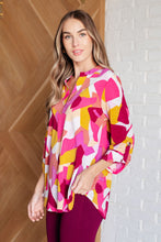Load image into Gallery viewer, Lizzy Top in Magenta and Mustard Abstract