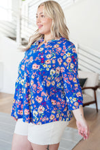 Load image into Gallery viewer, Lizzy Top in Royal and Blush Floral