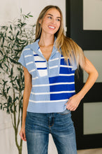 Load image into Gallery viewer, Lonely Traveler Striped Quarter Zip Vest in Blue